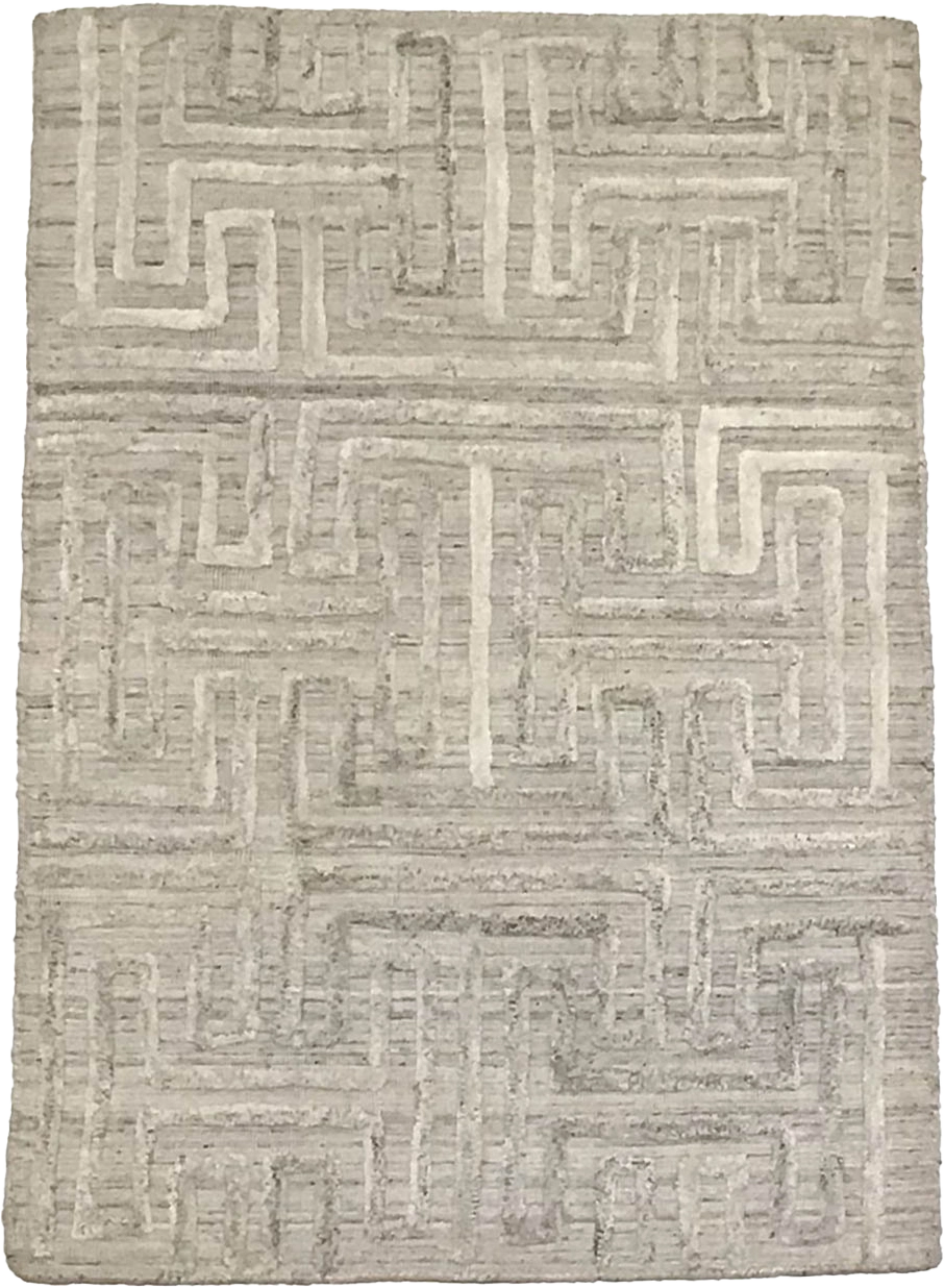 W 2 L 3 Modern Wool And Silk Blend Hand-Woven All-Over Design - 64627
