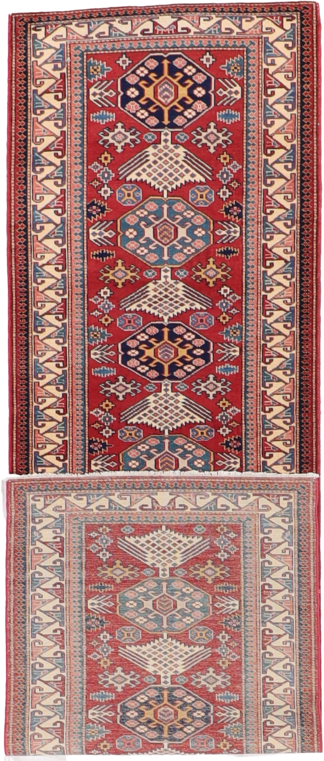 W 2.9 L 9.1 Kazak Runner 100% Wool Hand-Woven Geometric Design - 64650