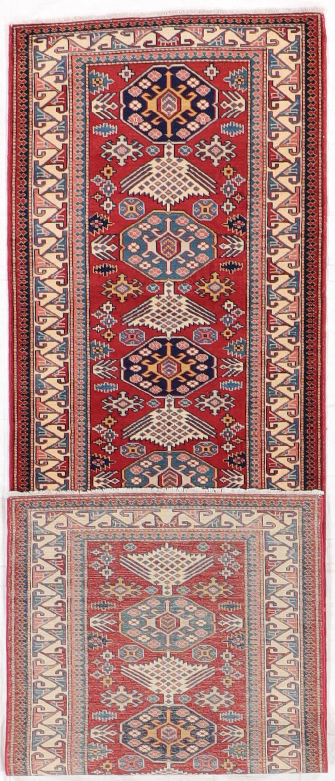 W 2.9 L 9.1 Kazak Runner 100% Wool Handmade Pakistan Geometric Design - 64650