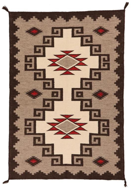 4.1 x 6 - Navajo Fine/Wool All Over Rectangle - Finest Hand-Made Quality Wool — 64709