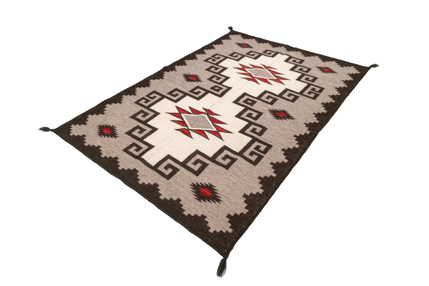W 4.1 - L 6 - Navajo Fine/Wool All Over Rectangle - Finest Hand-Made Quality Wool - 64709