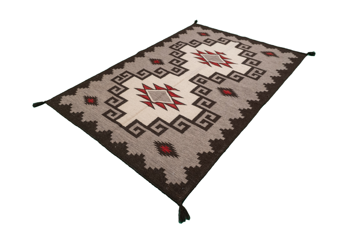 W 4.1 - L 6 - Navajo Fine/Wool All Over Rectangle - Finest Hand-Made Quality Wool - 64709