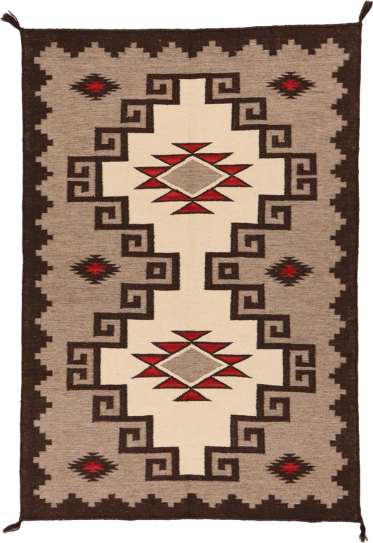 W 4.1 L 6 Kilim 100% Wool Hand-Woven Navajo Design - 64709