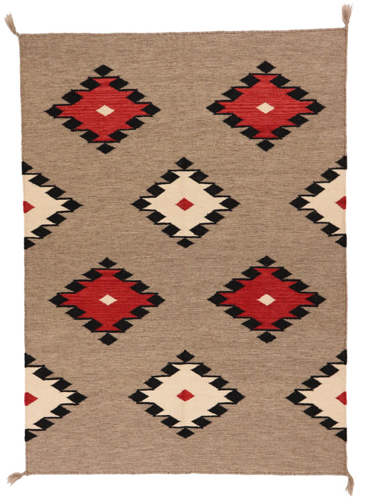 4.4 x 5.10 - Navajo Fine/Wool All Over Rectangle - Finest Hand-Made Quality Wool — 64711