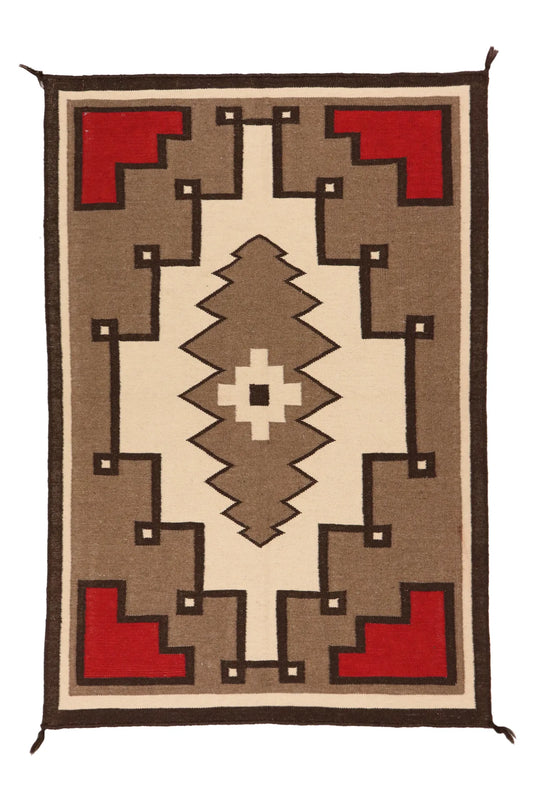 4.1 x 5.11 - Navajo Wool All Over Rectangle - Finest Hand-Made Quality Wool — 64715