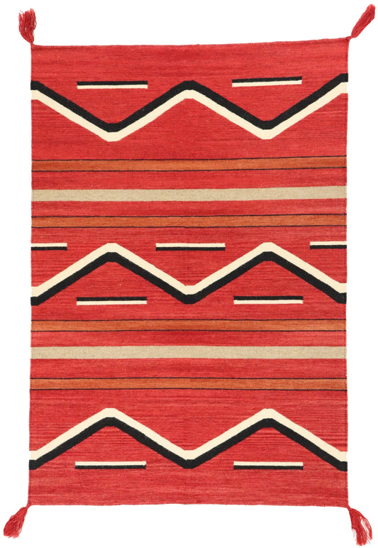 4.2 x 6 - Navajo Fine/Wool All Over Rectangle - Finest Hand-Made Quality Wool — 64720