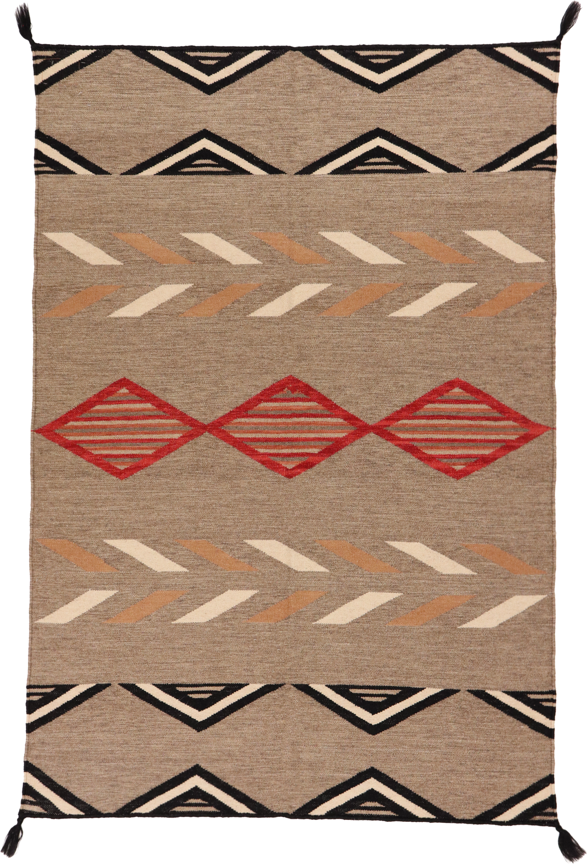 W 4 L 5.11 Kilim 100% Wool Hand-Woven Navajo Inspired Design - 64721