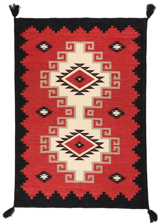 4.1 x 5.11 - Navajo Fine/Wool All Over Rectangle - Finest Hand-Made Quality Wool — 64722