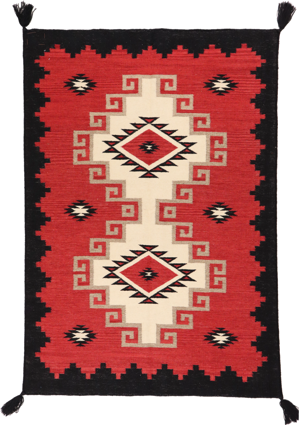 W 4.1 L 5.11 Kilim 100% Wool Hand-Woven Navajo Inspired Design - 64722