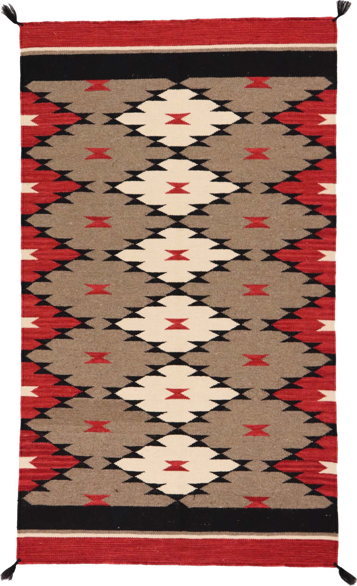 W 3 L 5.3 Kilim 100% Wool Hand-Woven Navajo Inspired Design - 64742