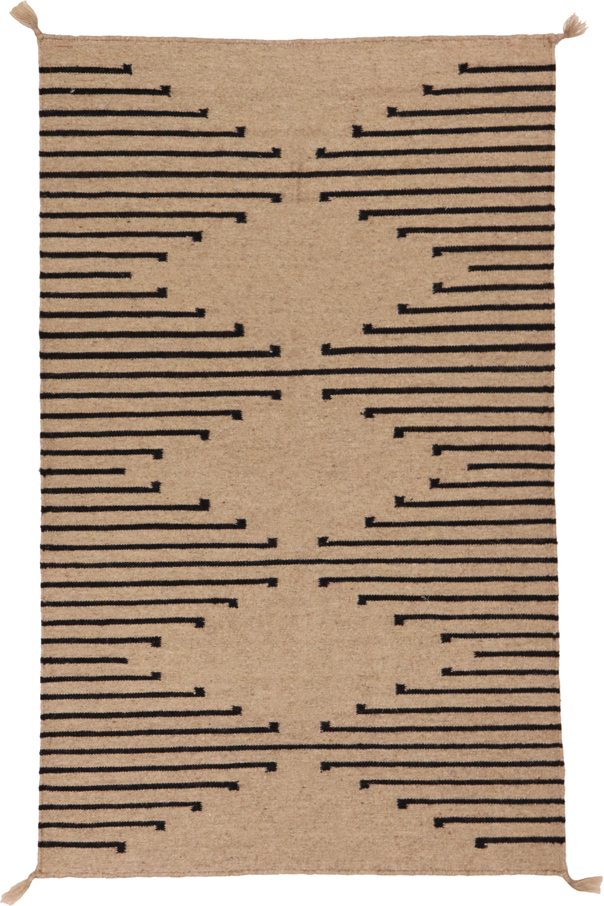 W 3 L 4.10 Kilim 100% Wool Hand-Woven Navajo Inspired Design - 64745