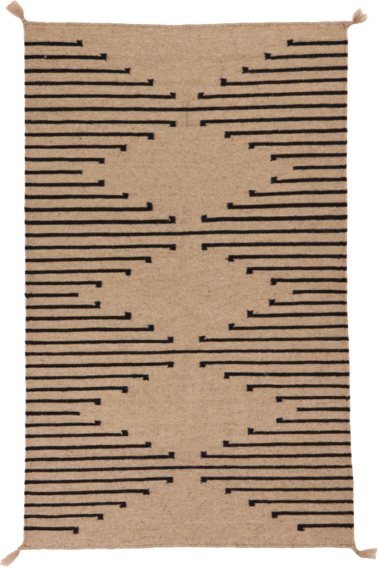 W 3 L 4.10 Kilim 100% Wool Hand-Woven Navajo Inspired Design - 64745