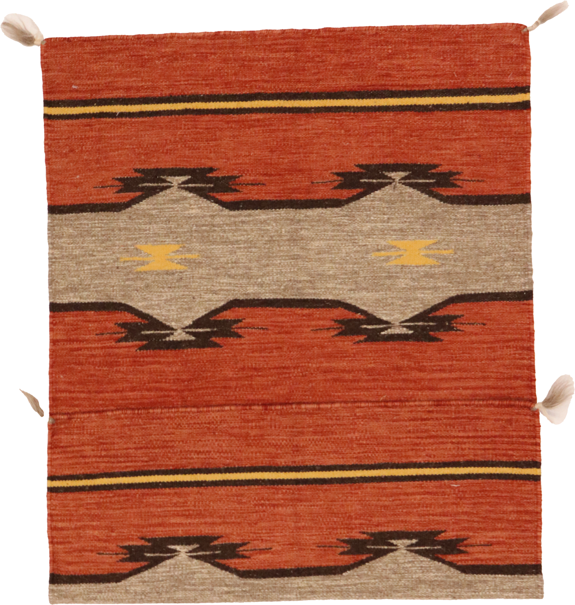 W 2.7 L 4.2 Kilim 100% Wool Hand-Woven All-Over Navajo Design - 64768