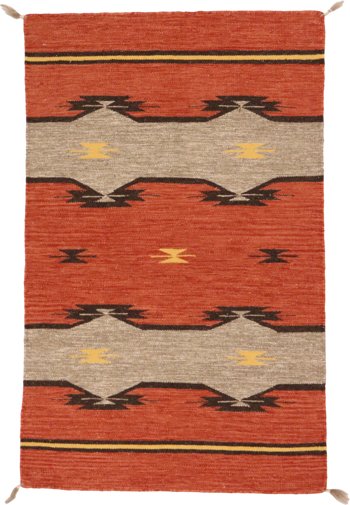 W 2.7 L 4.2 Kilim 100% Wool Hand-Woven Navajo Inspired Design - 64768