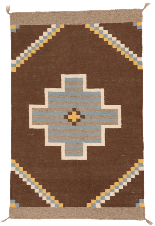 W 2.6 - L 4 - Navajo Fine/Wool All Over Rectangle - Finest Hand-Made Quality Wool - 64769