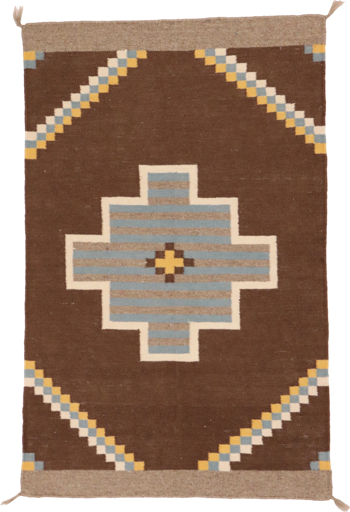 W 2.6 L 4 Kilim 100% Wool Hand-Woven Navajo Inspired Design - 64769