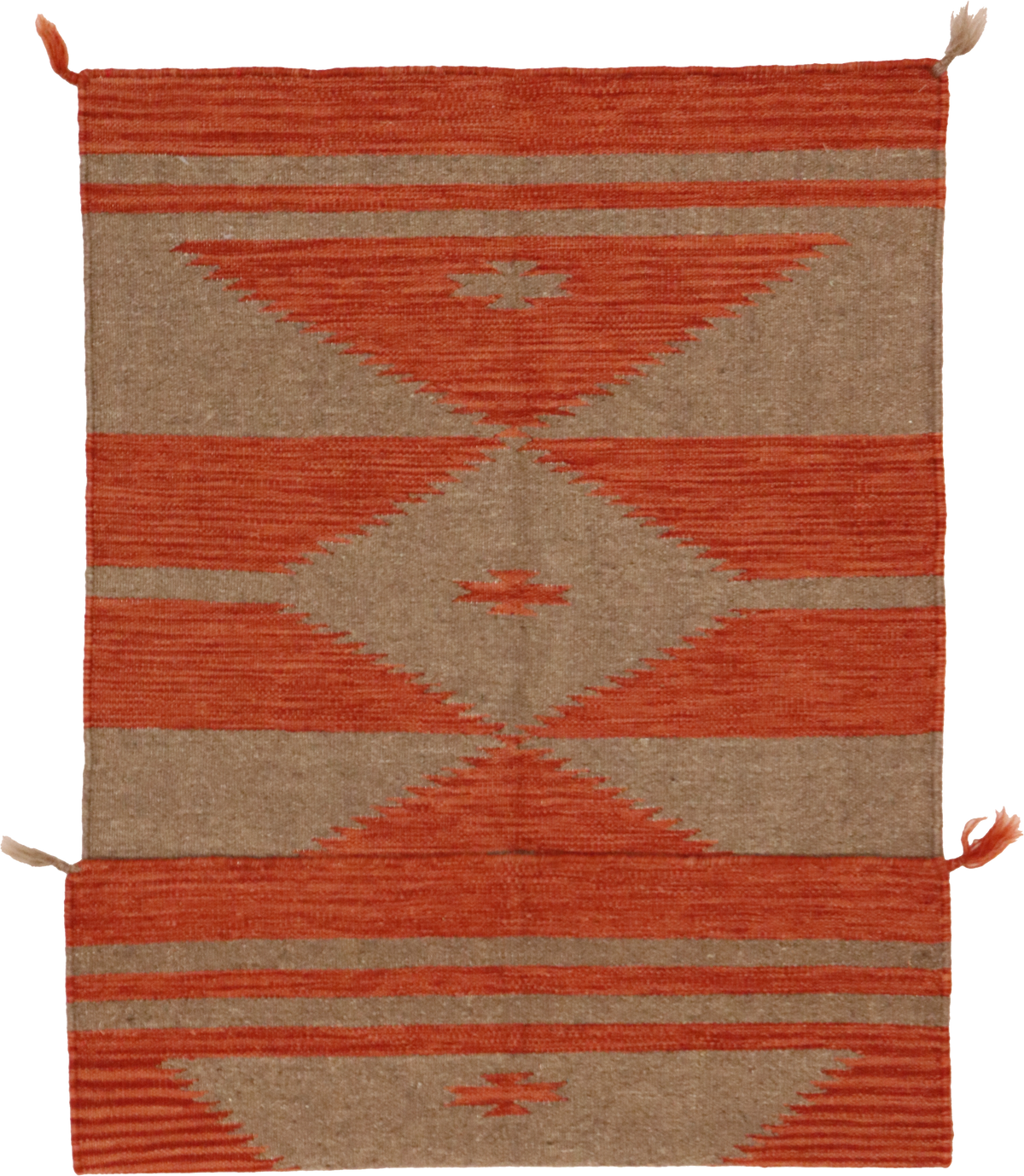 W 2.5 L 4.1 Kilim 100% Wool Hand-Woven Navajo Inspired Design - 64780