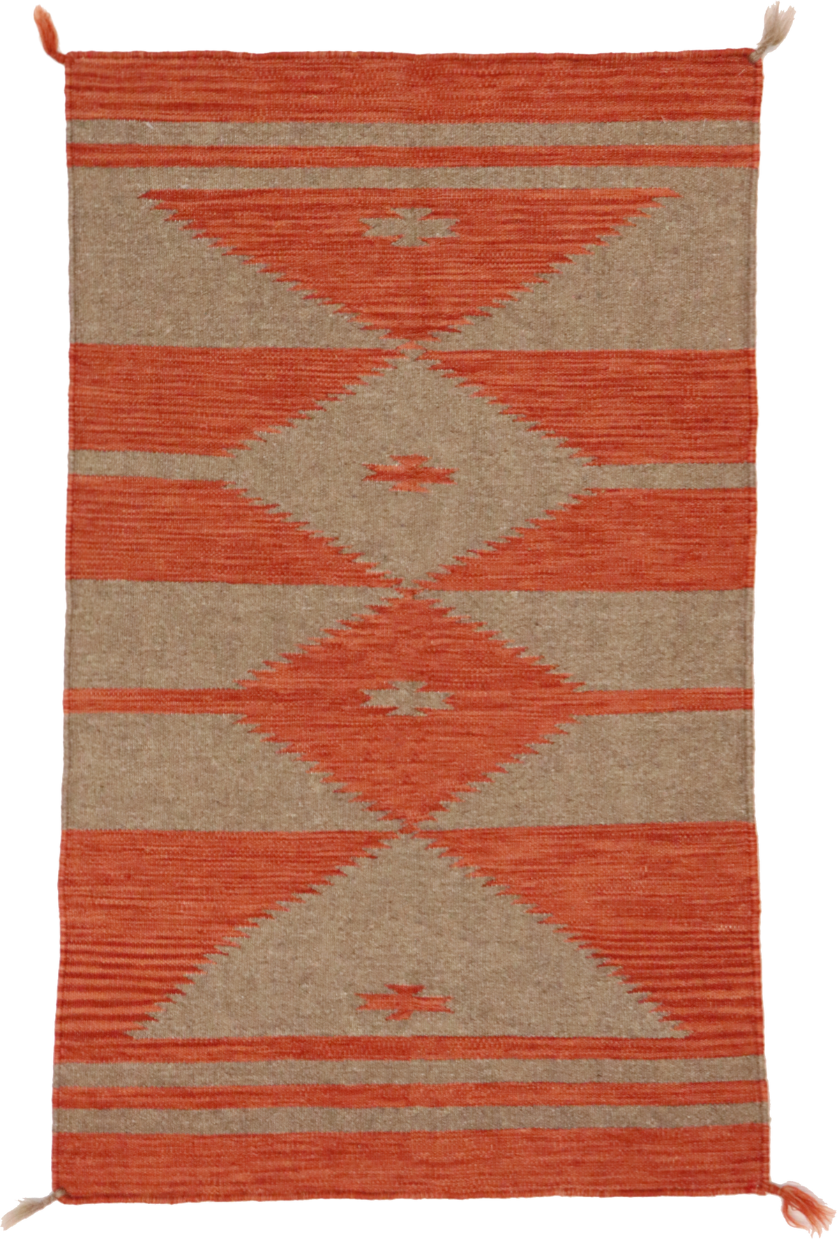 W 2.5 L 4.1 Kilim 100% Wool Hand-Woven Navajo Inspired Design - 64780