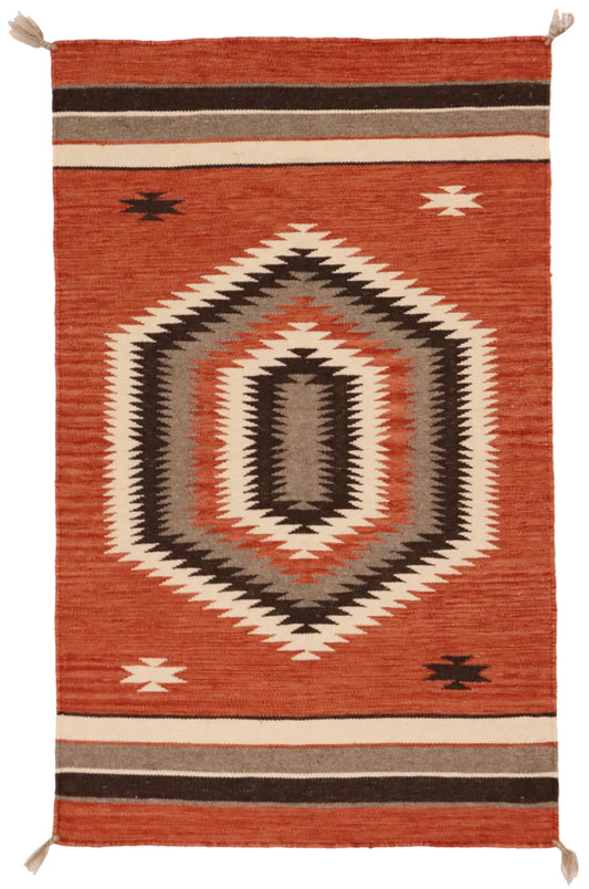 W 2.6 - L 4 - Navajo Fine/Wool All Over Rectangle - Finest Hand-Made Quality Wool - 64785