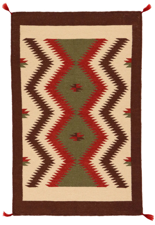 2.7 x 4 - Navajo Fine/Wool All Over Rectangle - Finest Hand-Made Quality Wool — 64787