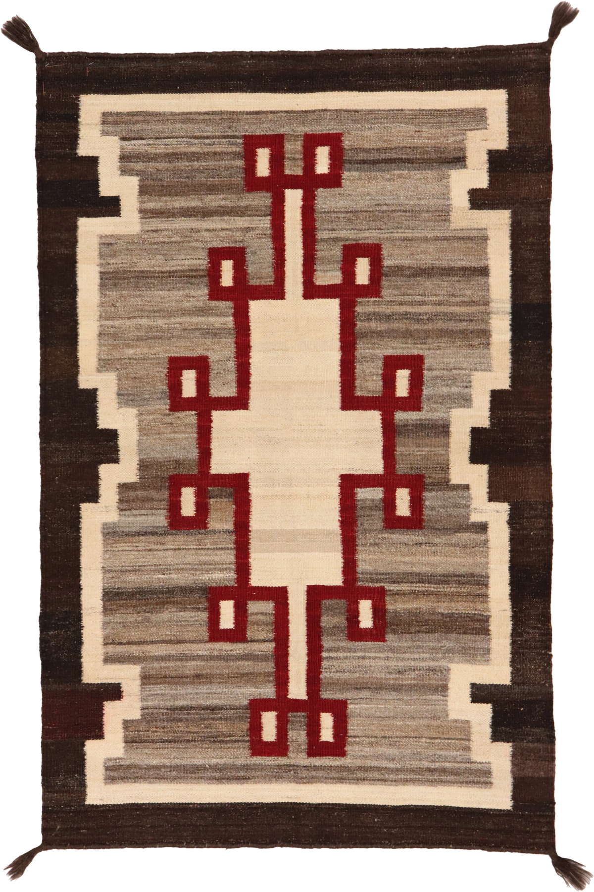 W 3.2 L 4.11 Kilim 100% Wool Hand-Woven Navajo Inspired Design - 64790