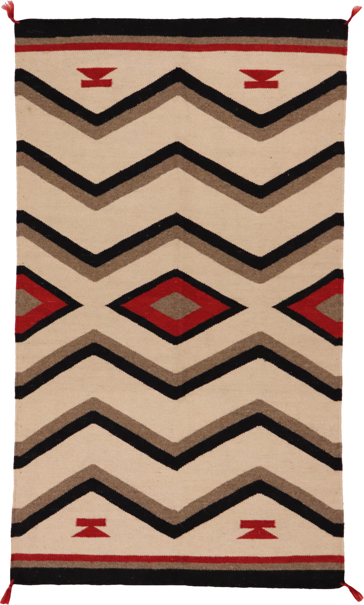 W 3.1 L 5.2 Kilim 100% Wool Hand-Woven Navajo Inspired Design - 64803