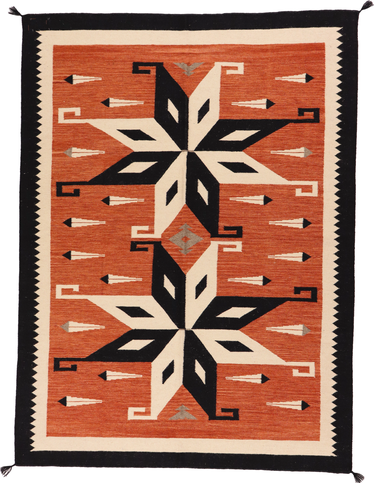 W 5.2 L 6.11 Kilim 100% Wool Hand-Woven Navajo Inspired Design - 64824