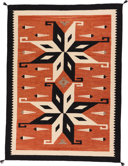 W 5.2 L 6.11 Kilim 100% Wool Hand-Woven Navajo Inspired Design - 64824