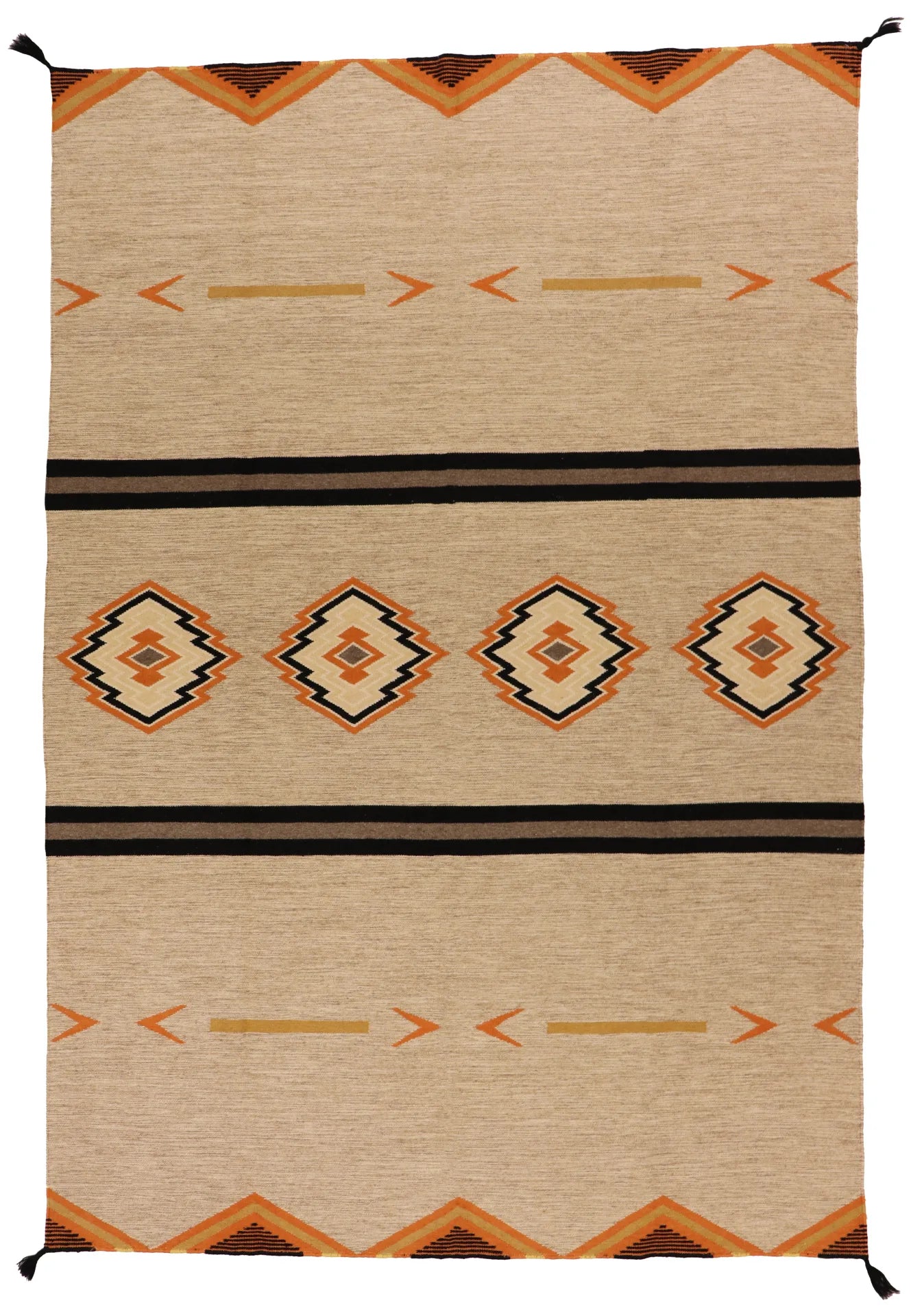 W 6.2 - L 8.11 - Navajo Fine/Wool All Over Rectangle - Finest Hand-Made Quality Wool - 64827