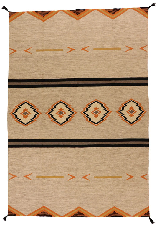 W 6.2 - L 8.11 - Navajo Fine/Wool All Over Rectangle - Finest Hand-Made Quality Wool - 64827