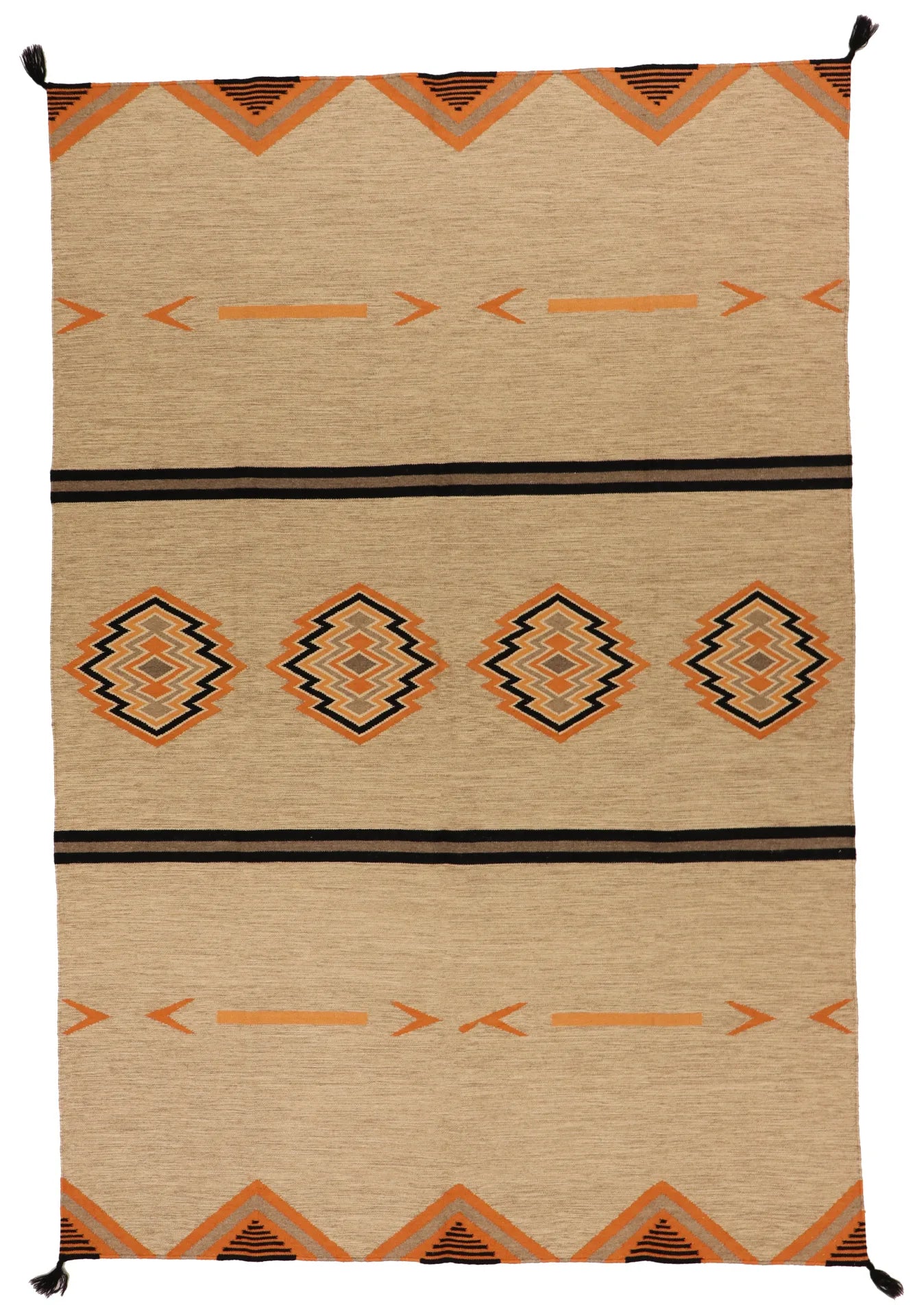 W 6.1 L 8.11 Navajo 100% Wool Hand-Woven All-Over Design - 64829