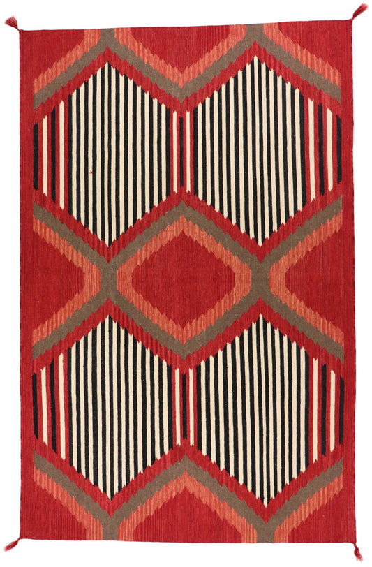 6 x 9.3 - Navajo Fine/Wool All Over Rectangle - Finest Hand-Made Quality Wool — 64833