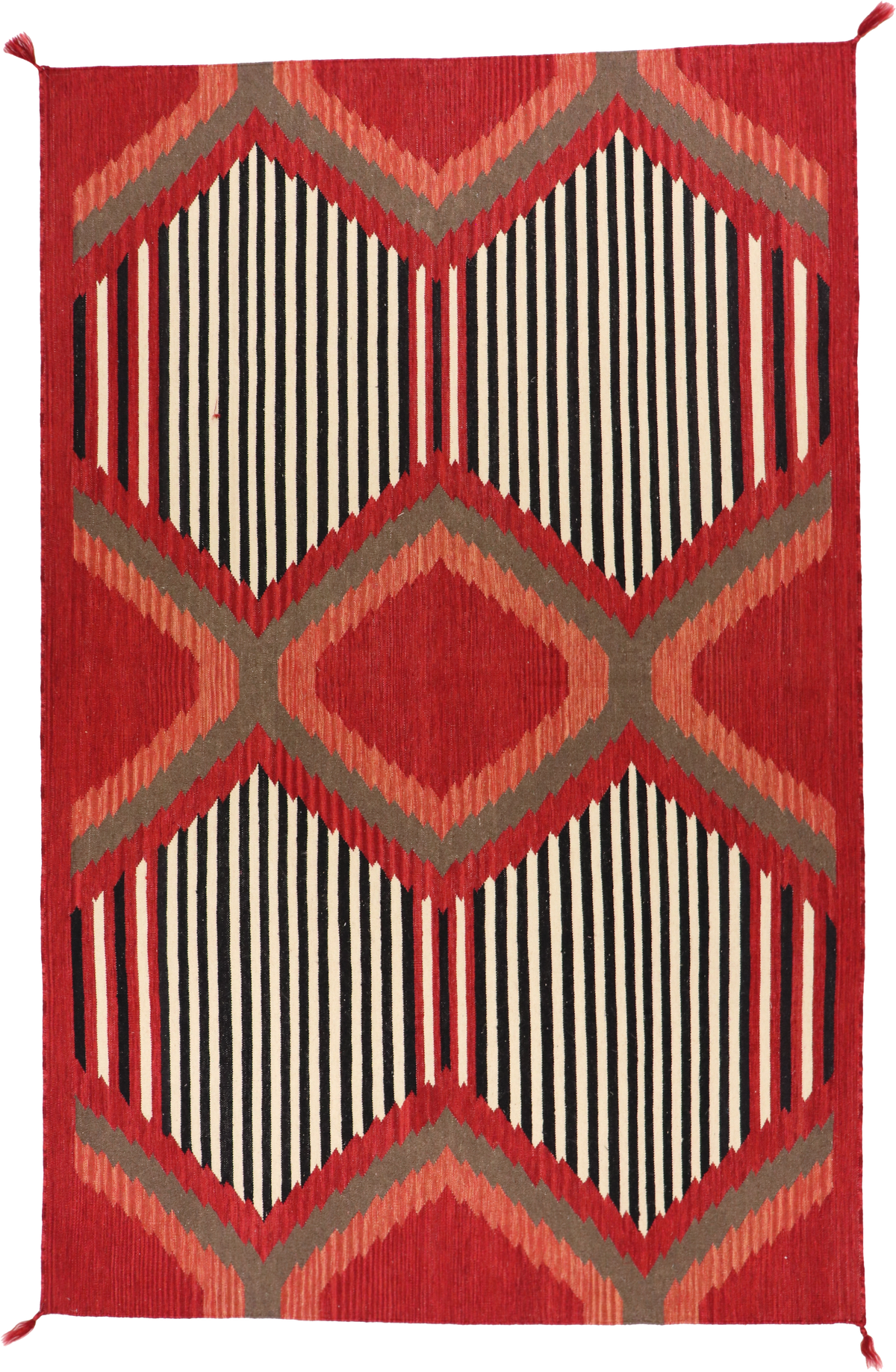 W 6 L 9.3 Kilim 100% Wool Hand-Woven Navajo Design - 64833
