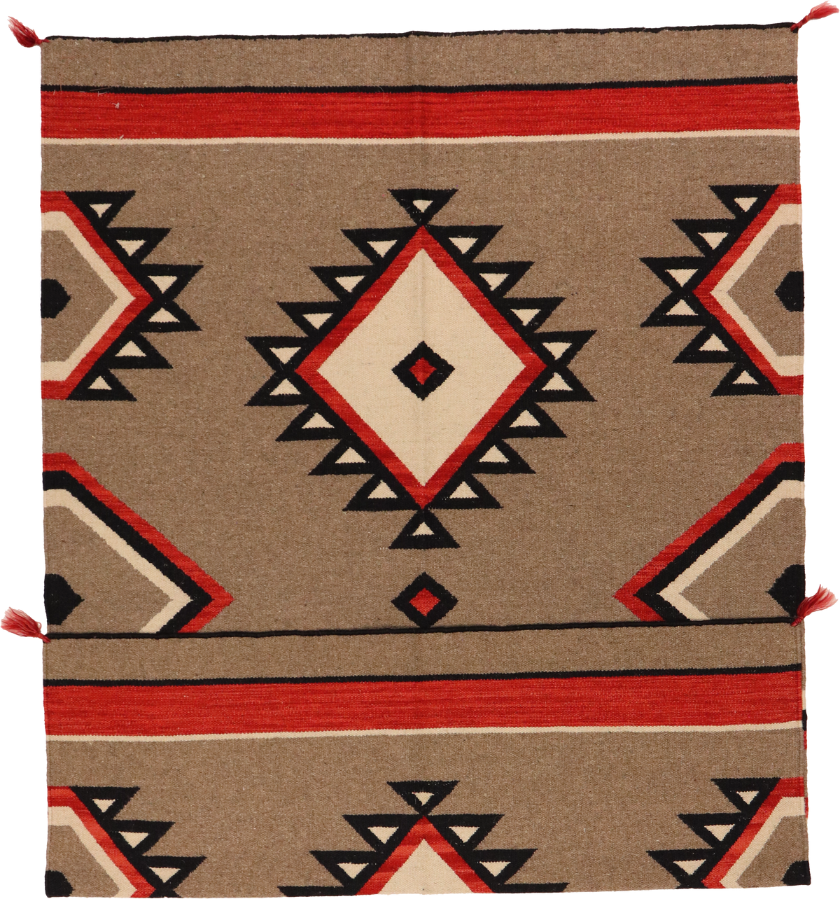 W 4 L 6 Kilim 100% Wool Hand-Woven Navajo Inspired Design - 64836