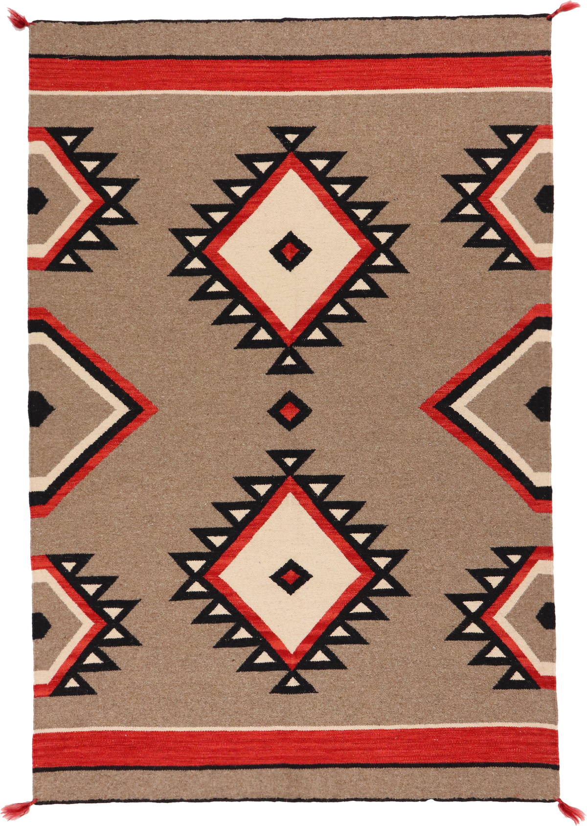 W 4 L 6 Kilim 100% Wool Hand-Woven Navajo Inspired Design - 64836