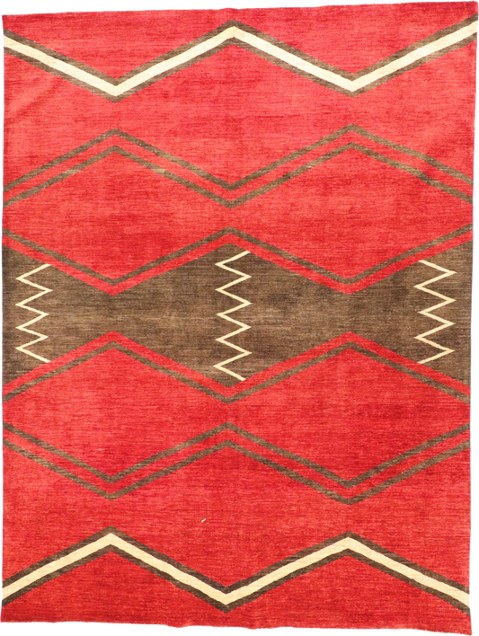 W 9.2 L 12.1 Mountain Modern 100% Wool Hand-Woven All-Over Design - 64929