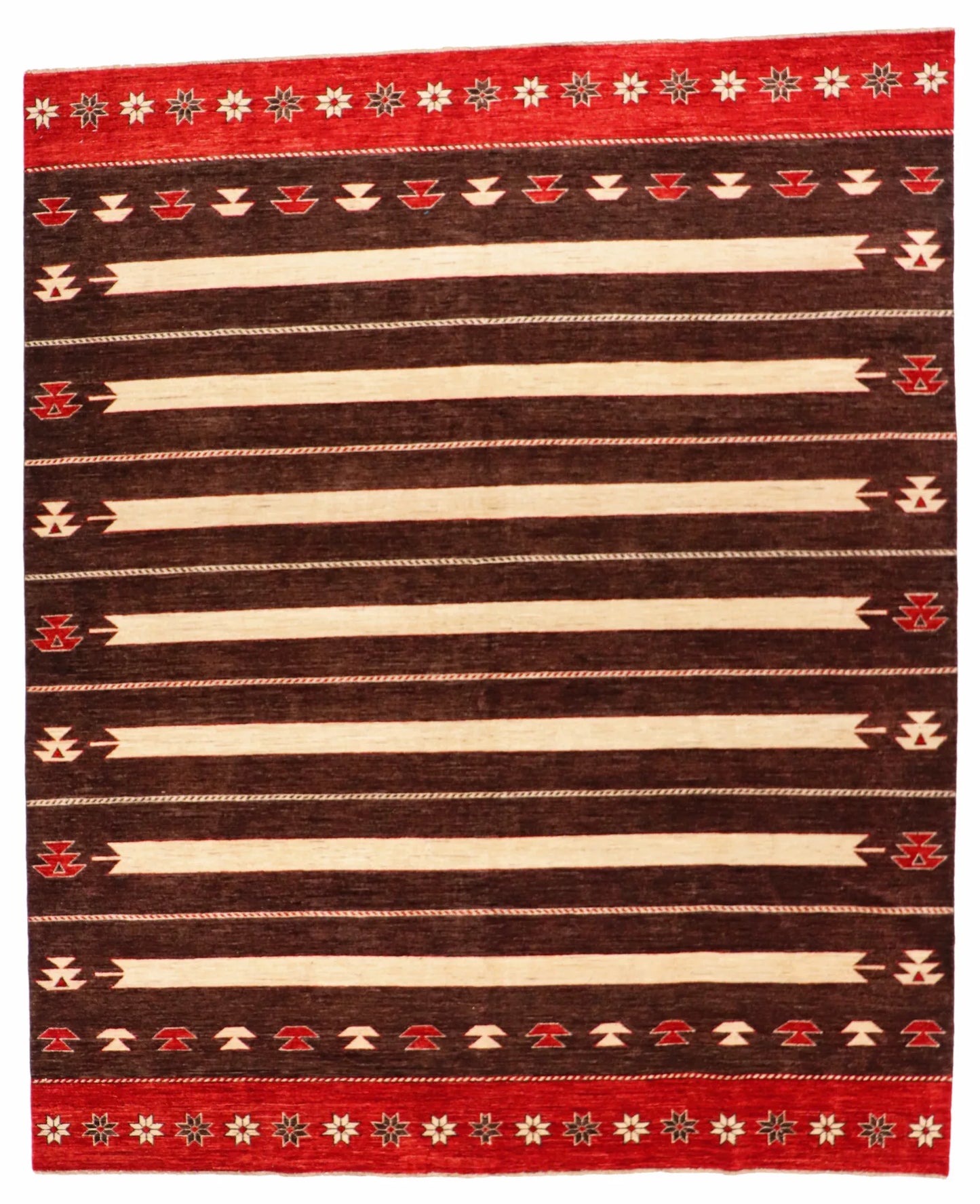 7.11 x 9.6 - Mountain Modern Wool Western Rectangle - Finest Hand-Knotted Quality Wool — 64935