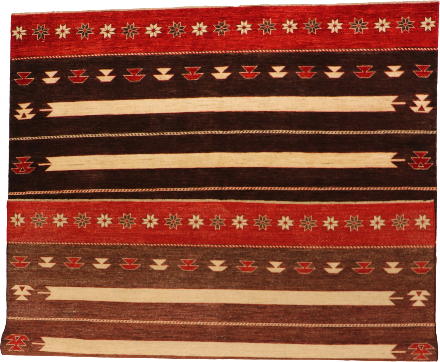 W 7.11 - L 9.6 - Mountain Modern Wool Western Rectangle - Finest Hand-Knotted Quality Wool - 64935