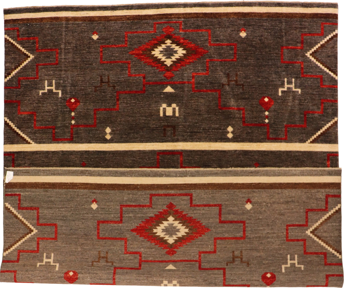 W 8  L 9.8 Mountain Modern Geometric 100% Wool Hand-Knotted Rug - 64936