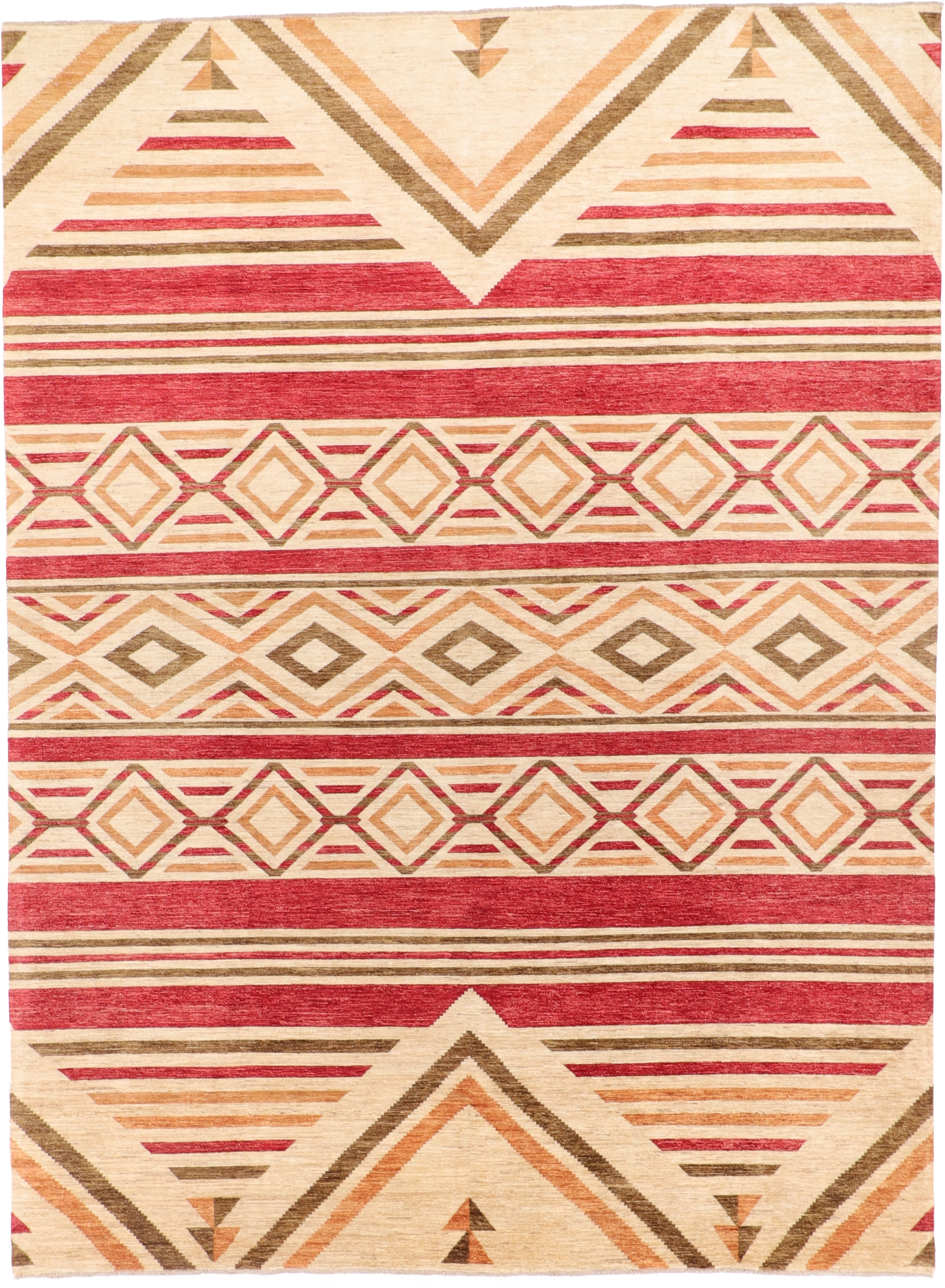 W 9 L 12.2 Mountain Modern 100% Wool Hand-Woven All-Over Design - 64937