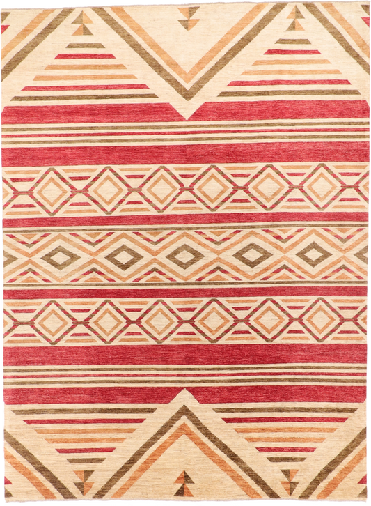 W 9 L 12.2 Mountain Modern 100% Wool Hand-Woven All-Over Design - 64937