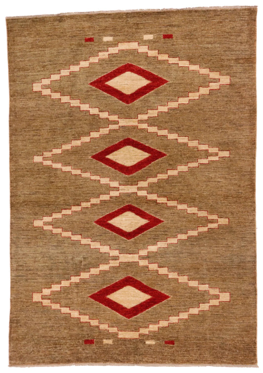 5 x 7.1 - Mountain Modern Wool Western Rectangle - Finest Hand-Knotted Quality Wool — 64943