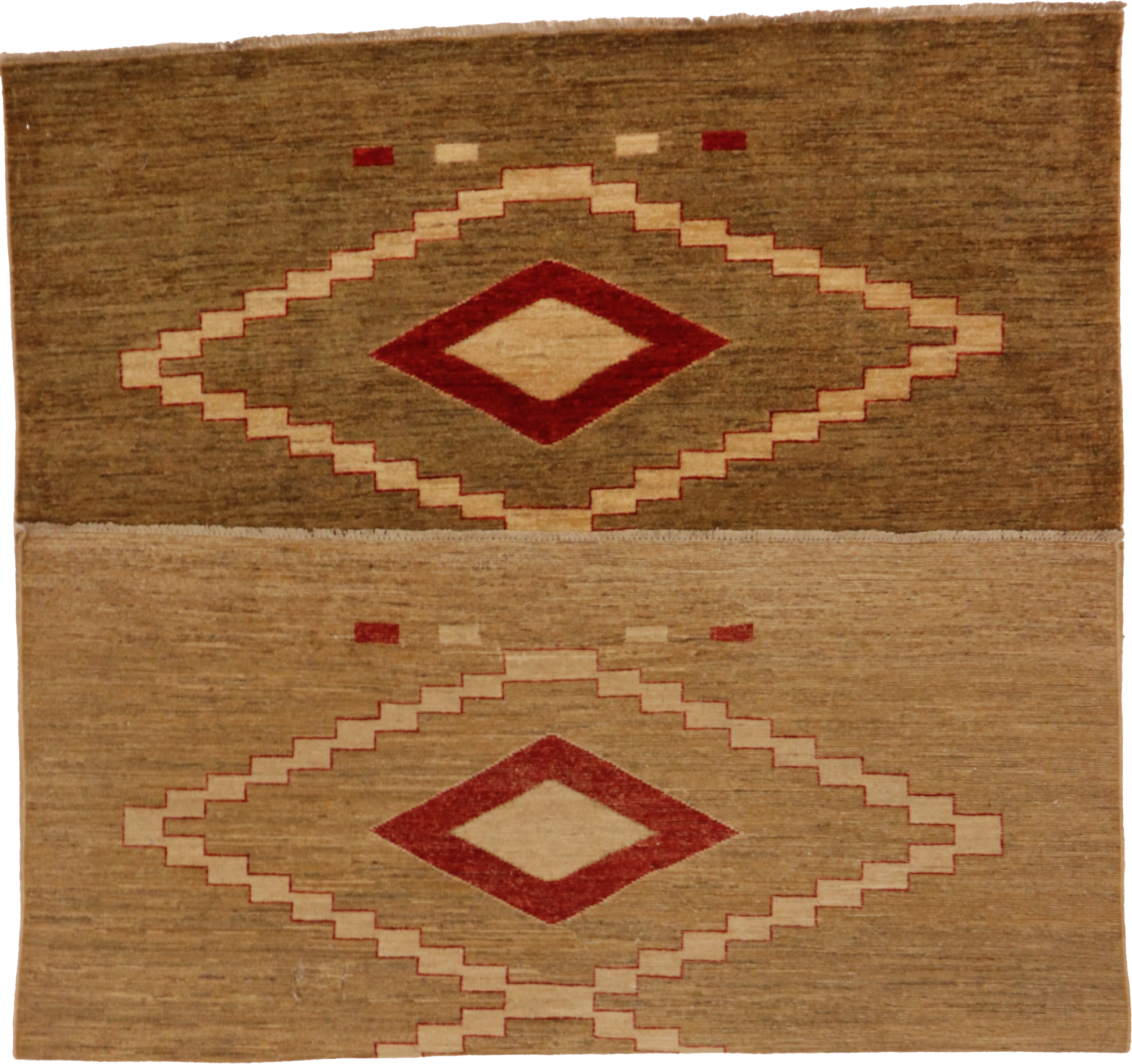 W 5 L 7.1 Mountain Modern 100% Wool Hand-Woven Geometric Design - 64943