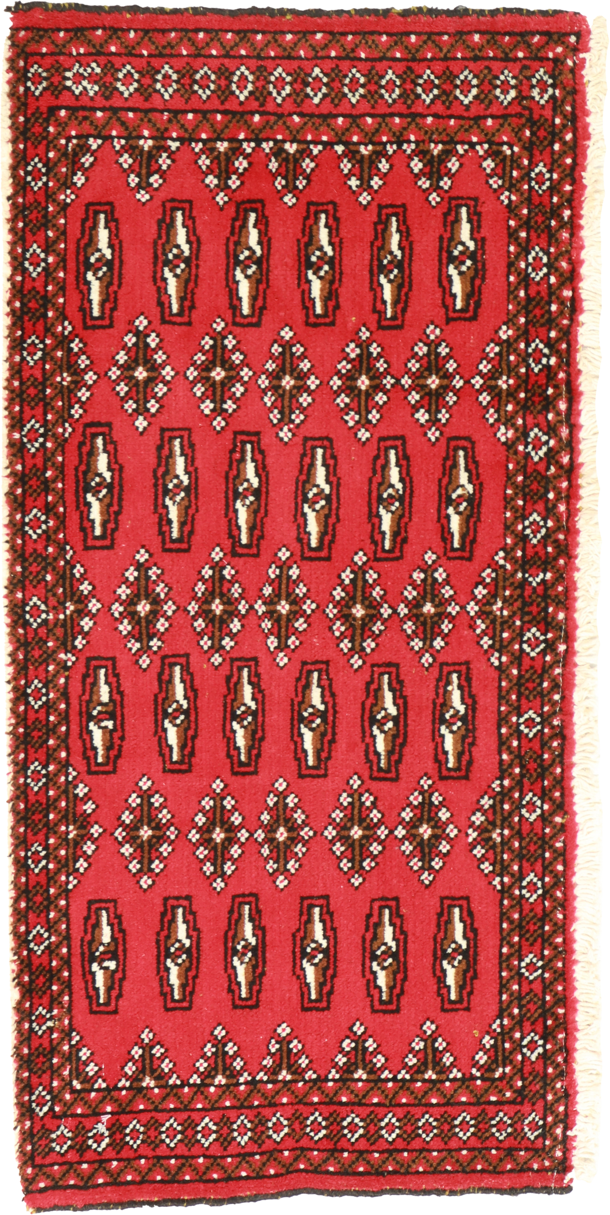 W 1.7 L 3.5 Tekeh 100% Wool Hand-Woven Geometric Design - 64947