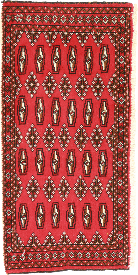 W 1.7 L 3.5 Tekeh 100% Wool Hand-Woven Geometric Design - 64947