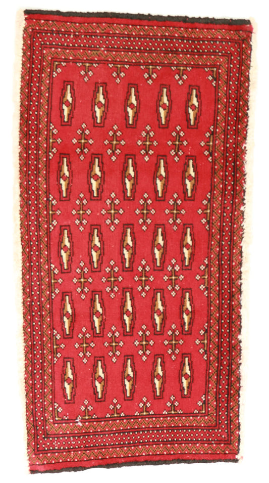 1.7 x 3.4 - Tekeh Fine/Wool Geometric Rectangle - Finest Hand-Knotted Quality Wool — 64949