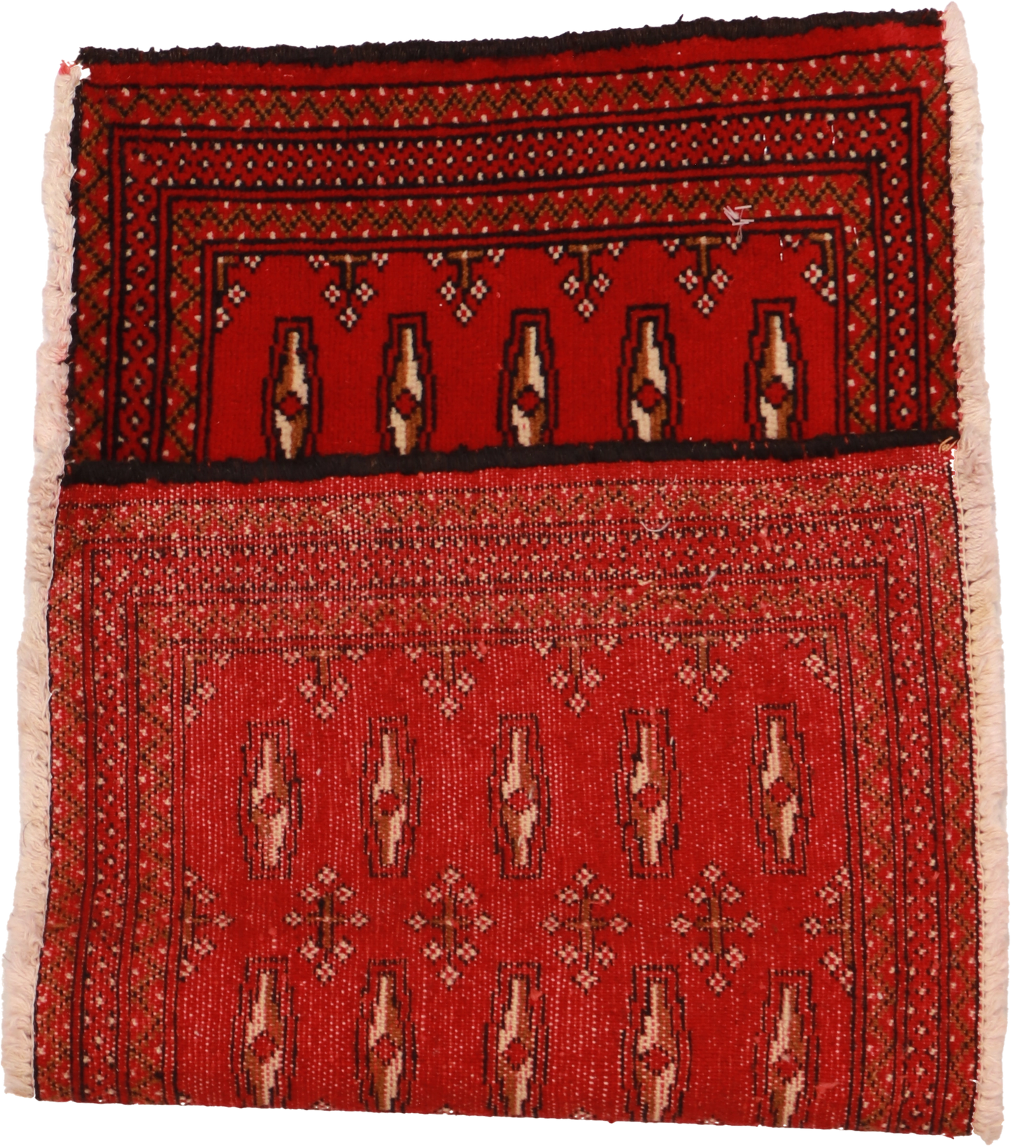 W 1.7 - L 3.4 - Tekeh Fine/Wool Geometric Rectangle - Finest Hand-Knotted Quality Wool - 64949