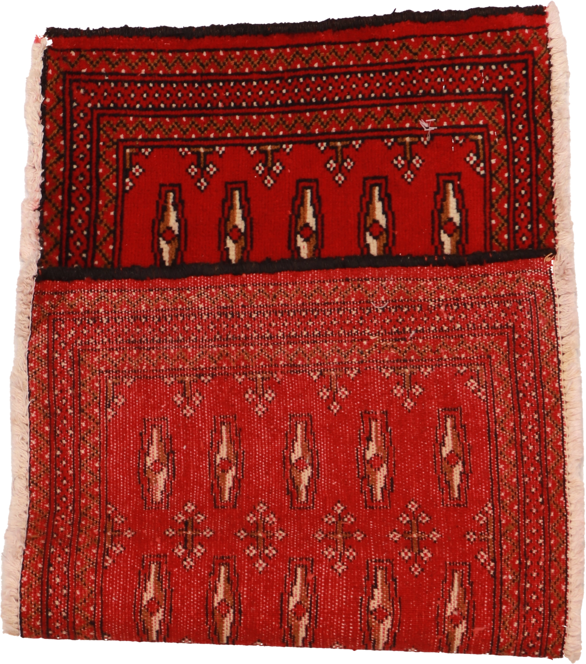 W 1.7 - L 3.4 - Tekeh Fine/Wool Geometric Rectangle - Finest Hand-Knotted Quality Wool - 64949