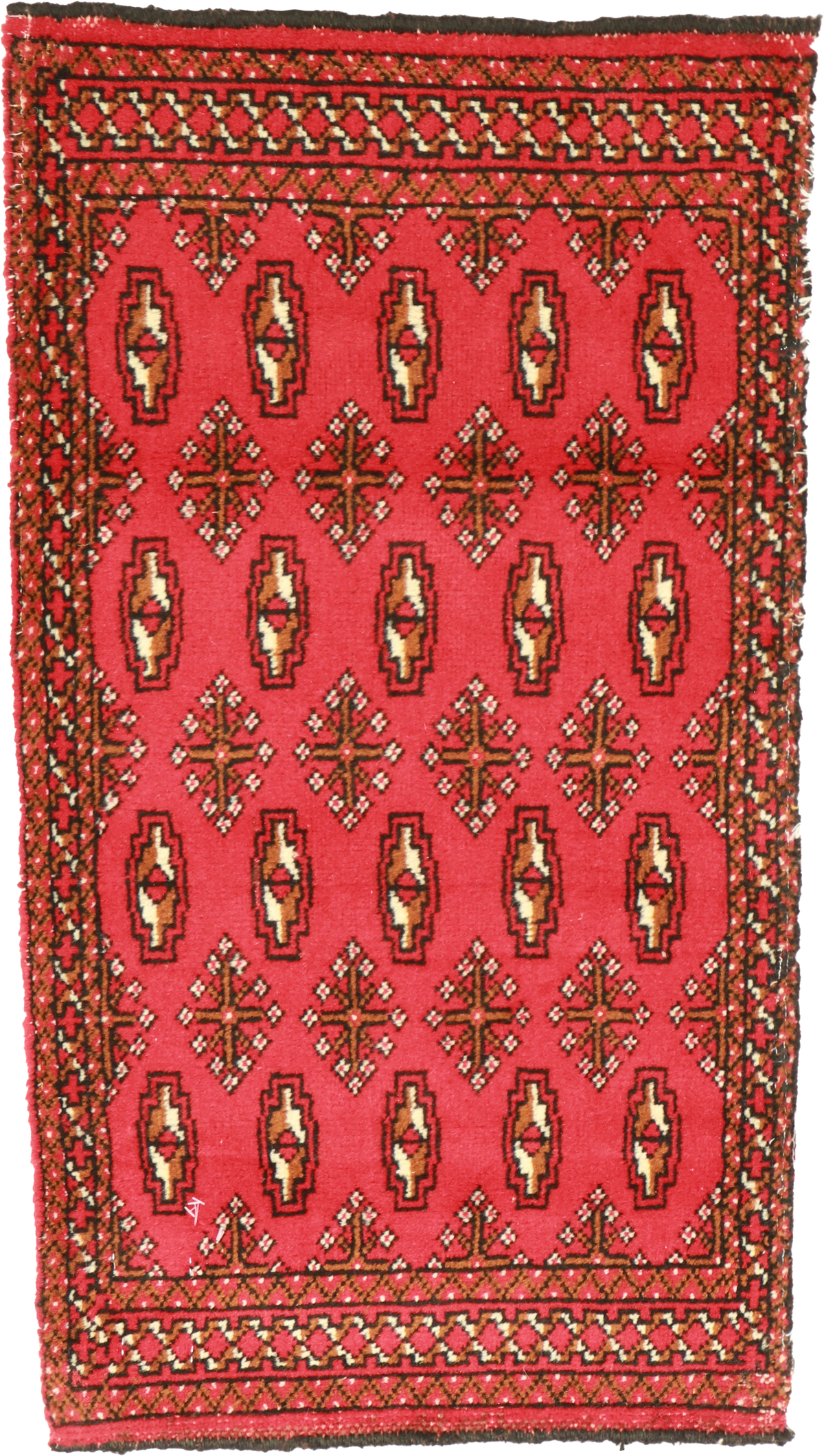 W 1.8 L 3.1 Tekeh 100% Wool Hand-Woven Geometric Design - 64954