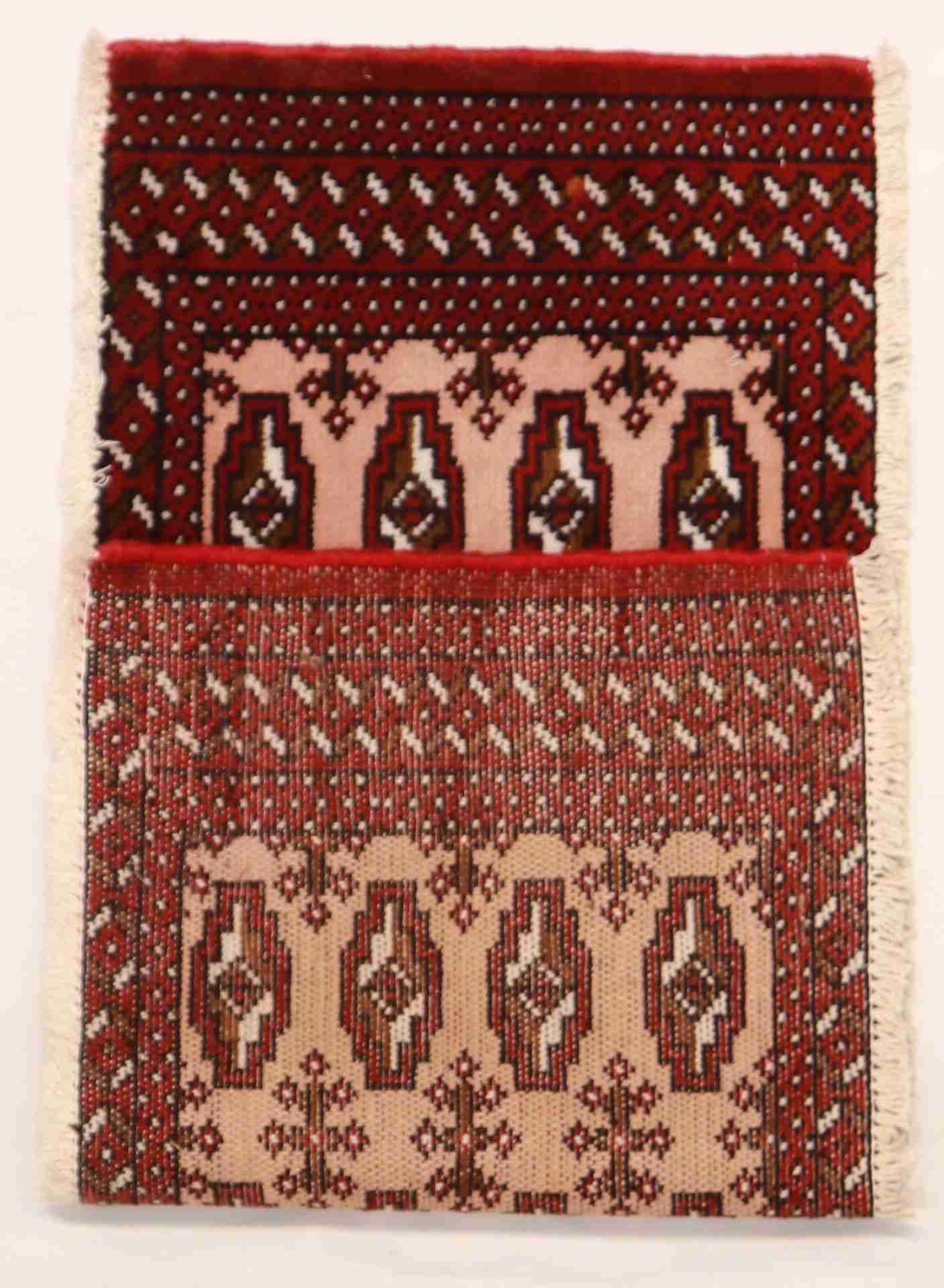 W 1.5 - L 3.5 - Tekeh Fine/Wool Geometric Rectangle - Finest Hand-Knotted Quality Wool - 64958